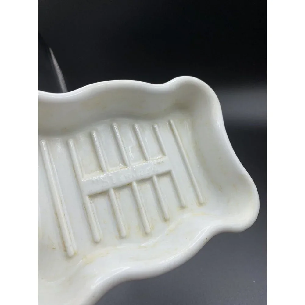 Antique White Standard Porcelain Ceramic Soap Dish Bath Tray Pedestal